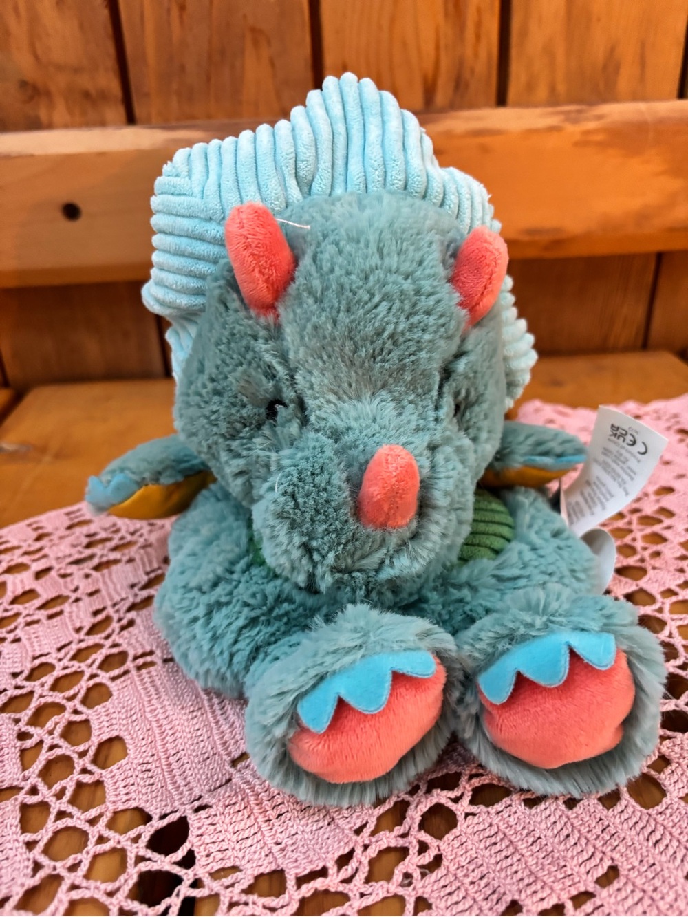 Mary Meyer Pebblesaurus Lovey Blue Triceratops Plush Security Toy - 13"